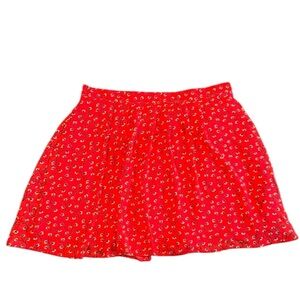 Old Navy Red floral Pleated Skater Mini Skirt size medium